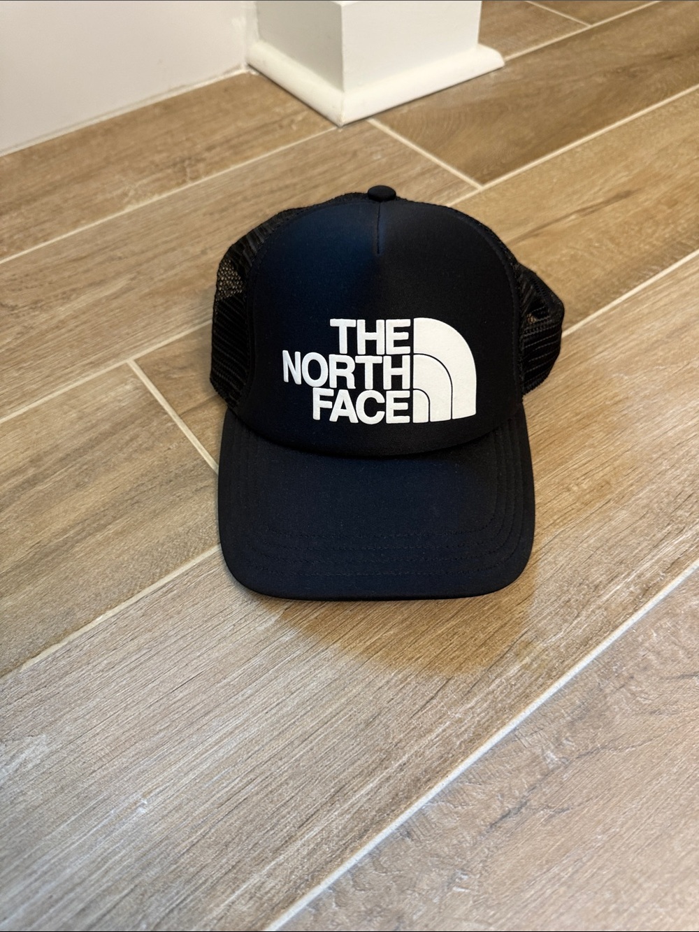 The North Face Black Hat with White Logo Trucker Style